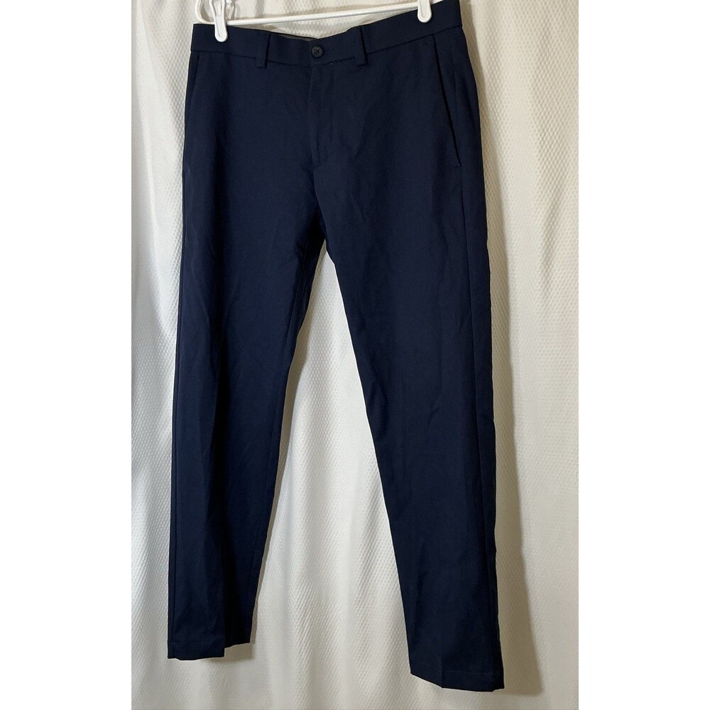 Haggar Cool Right Performance Flex Mens Pants Navy Blue Flat Front